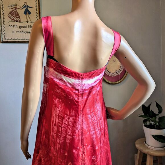 Vintage Launch by Susan Young Halston Print Mini Dress Silk Bow Pink Coquette L - Picture 12 of 16
